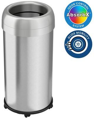 iTouchless 16 Gallon / 61 Liter Round Open Top Kitchen Trash Can with Wheels and Dual Odor Filters