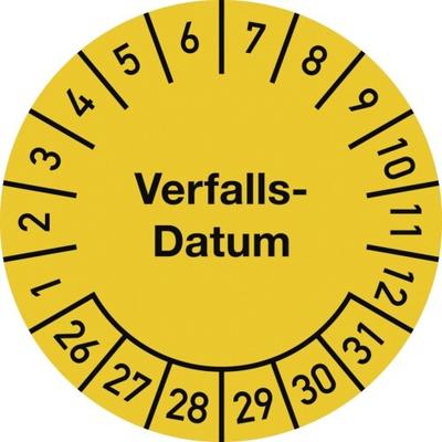 Dreifke® Prüfplakette Verfalls-Datum 2026-2031, Dokumentenfolie, Ø 25 mm, 10 Stück/Bogen