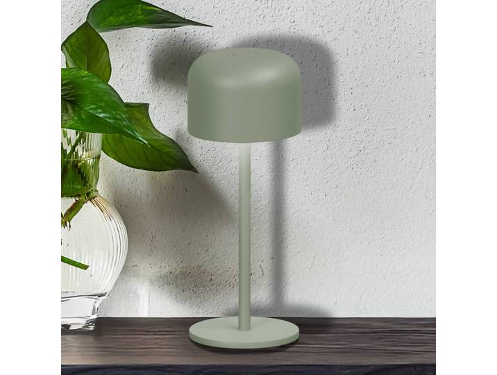 FH Lighting LED-Akku-Tischlampe Finley salbeigrün Höhe 22 cm Metall IP54 Finley, dimmbar, grün, Metall, Modern