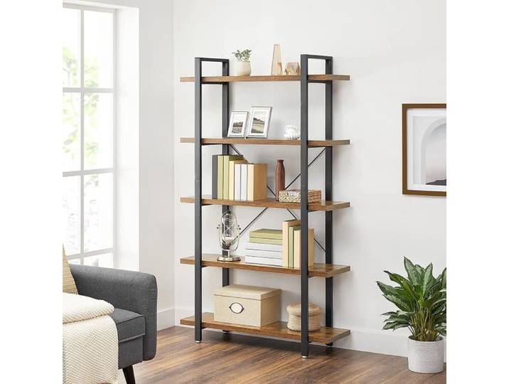 Bibliothèque VASAGLE - Style Industriel - Marron Rustique et Noir - 105 x 33 5 x 177 5 cm