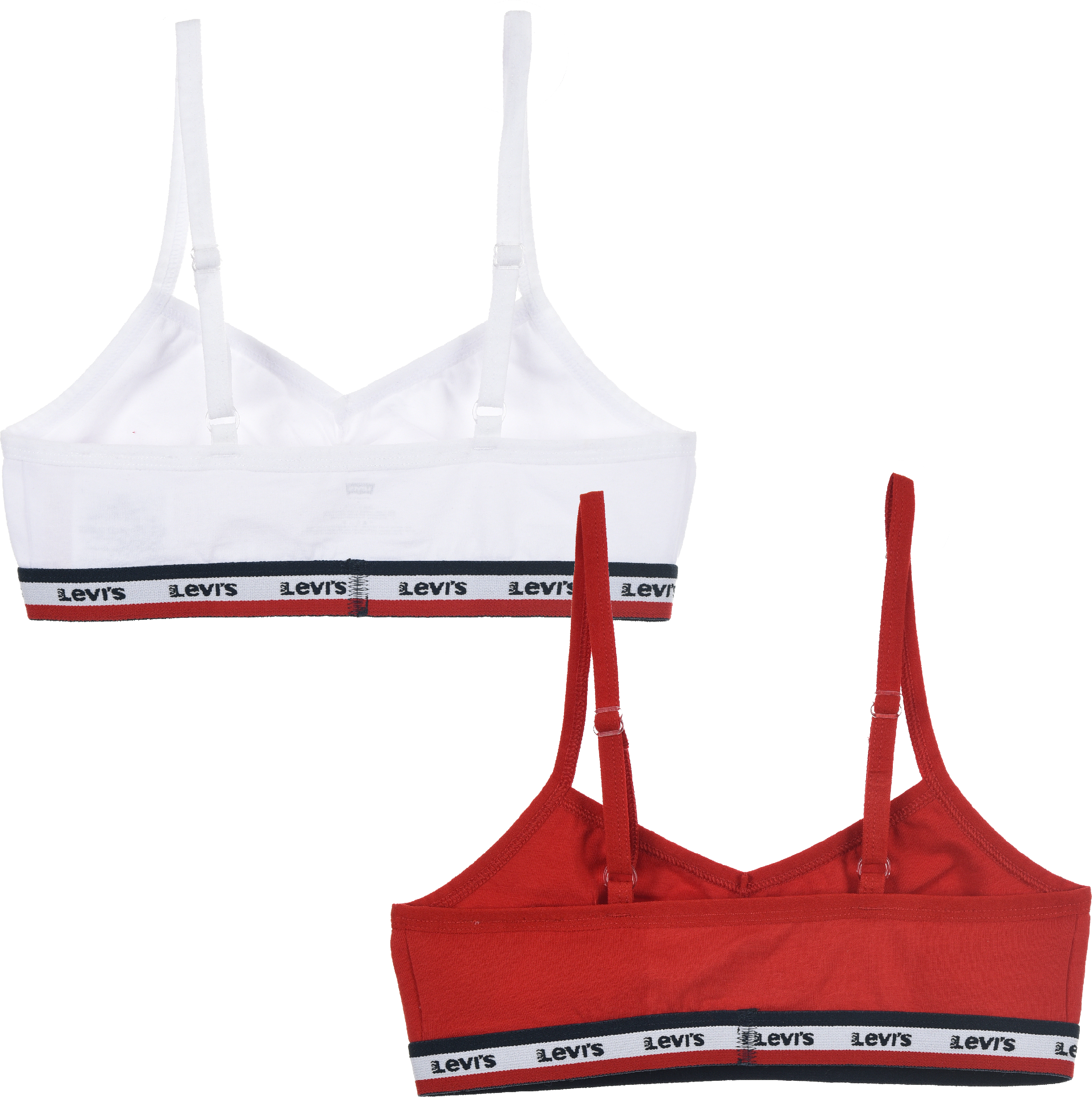 Bustier LEVI'S KIDS, Damen, Gr. M (134/140), N-Gr, rot (weiß, rot), Obermaterial: 95% Baumwolle, 5% Elasthan, körpernah, BHs Bustier, for GIRLS weiß, rot M (134/140), N-Gr