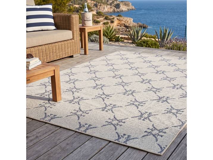 Teppich SANSIBAR Nordsee Beach SA-034 , beige (creme), B:160cm H:5mm L:230cm, Polypropylen, Teppiche, Teppich, modernes Design, Motiv: gekreuzte Säbel, In- und Outdoor geeignet