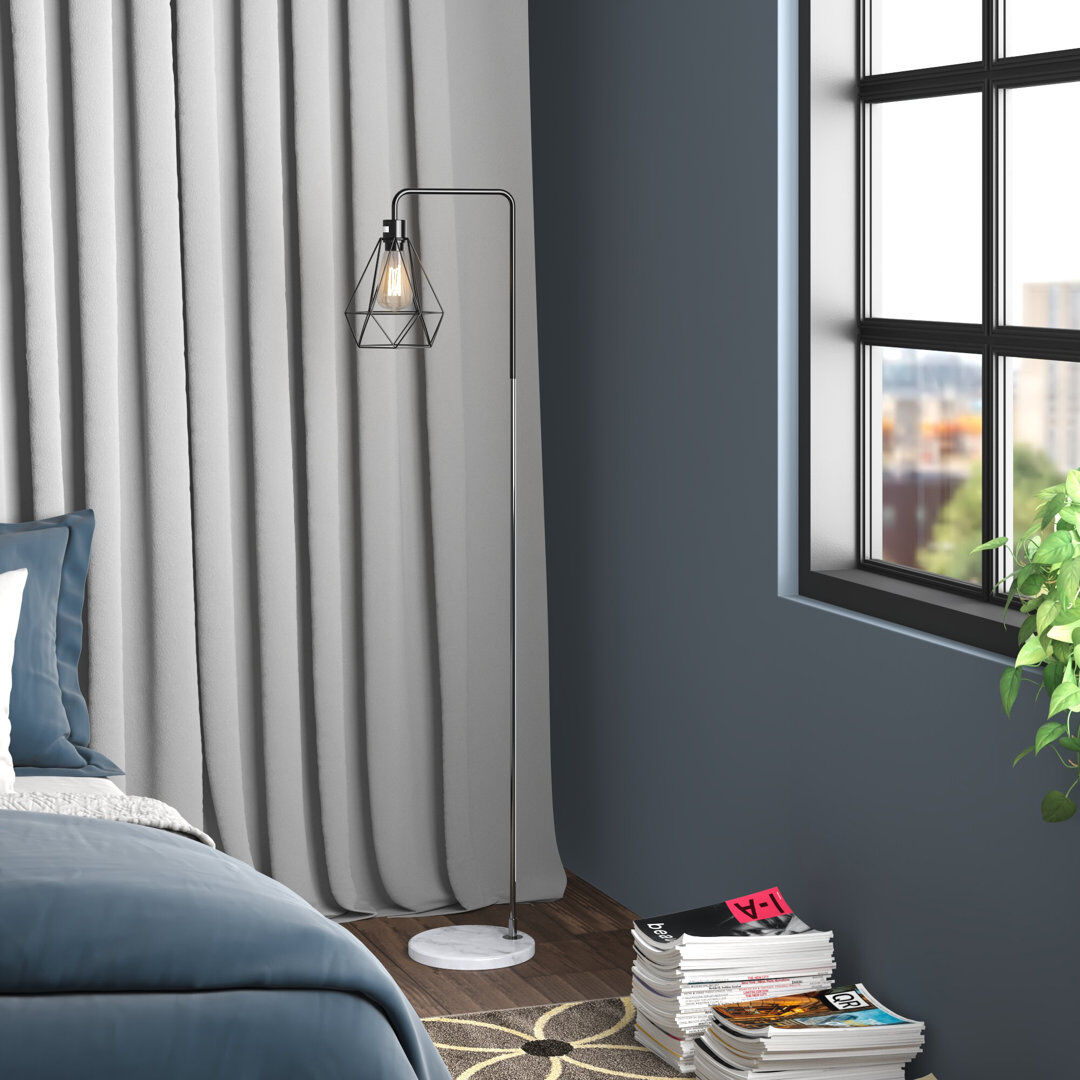 Trent Austin Design Abraham 153 H cm Arched Floor Lamp and Outlet Black/Silver 153cm H X 26cm W X 26cm D