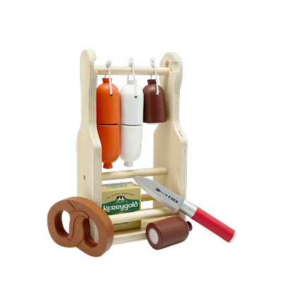 Kaufladensortiment TANNER "Wurstständer aus Holz", bunt, Kaufladensortimente, Kinder, Holz