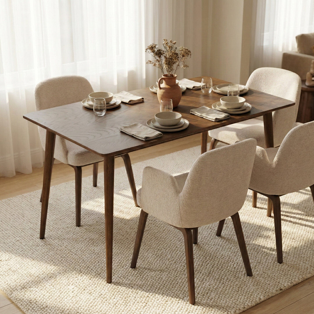 George Oliver Gather Rectangle Wooden Dining Table - 140cm Walnut