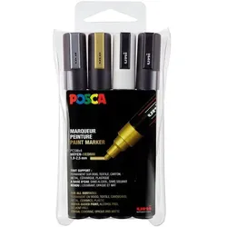 uni-ball 4er-Pack Acrylstifte »POSCA PC-5M Metallic« 1,8 - 2,5 mm schwarz