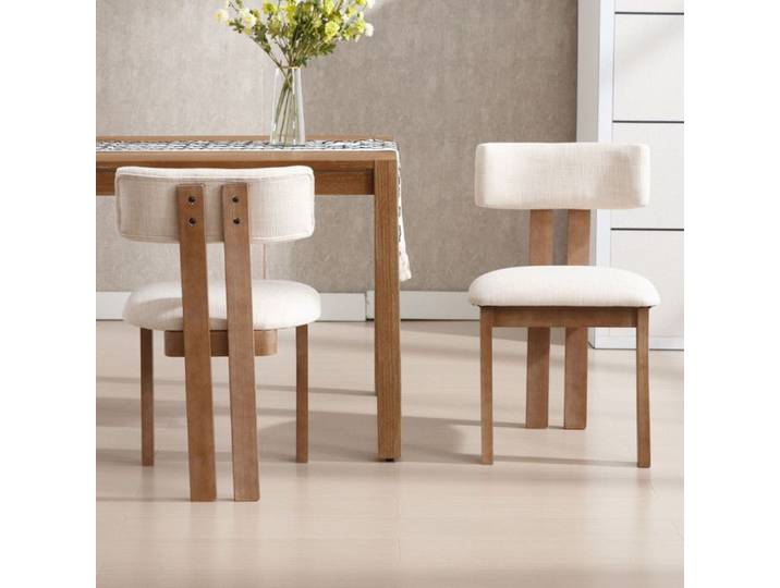 Wahson Chaise de Salle à Manger Lot de 2 Chaise Salle à Manger Chaise de Cuisine en Bois pour Salon et Salle de Séjour Lin Beige