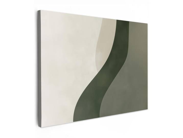 MuchoWow Leinwandbild - Japandi - Grün - Abstrakt - Modern - 80x60 - Malerei, Salbeigrün, Textil, Kiefer, Rechteckig, 80x60 cm, gerahmt, Bilder & Rahmen, Bilder, Wandbilder