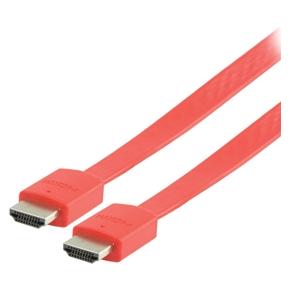Valueline Plochý kabel HDMI VLMP34010R2.00 červený / Kabel / HDMI 1.4 / 3D/4K / 2 m (2 m) (VLMP34010R2.00)
