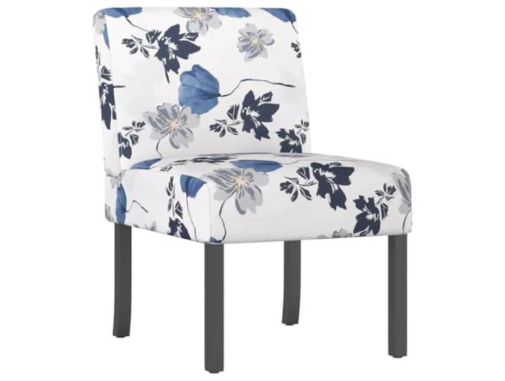 HAQWRDQSG Polsterstuhl Stoff Sessel mit Blumenmuster Blau Weiß Bequemer Akzentstuhl mit blau-weißem Floralmuster und Massivholzbeinen, ideal als Sessel für Wohnzimmer und Schlafzimmer.