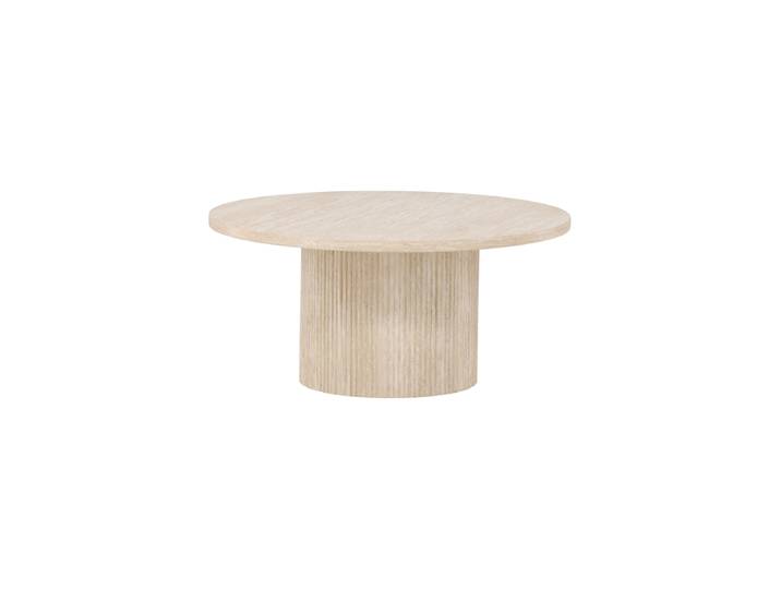 Runder Design Couchtisch „Härön“ Ø 80 cm, Travertinlook Esche Beige VE DESIGN