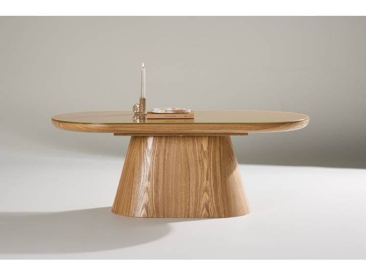 Couchtisch Cellio - mit Glastischplatte - Holz - Luxusbetten24