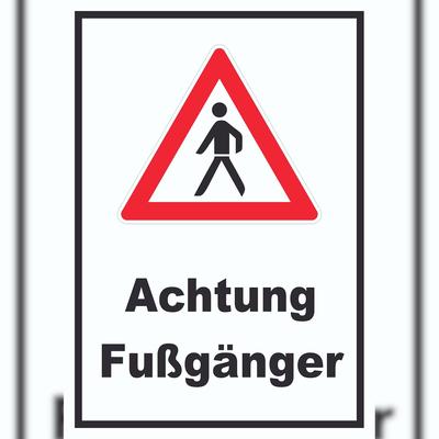 HB-Druck Achtung Fußgänger Schild A1 Rückseite selbstklebend