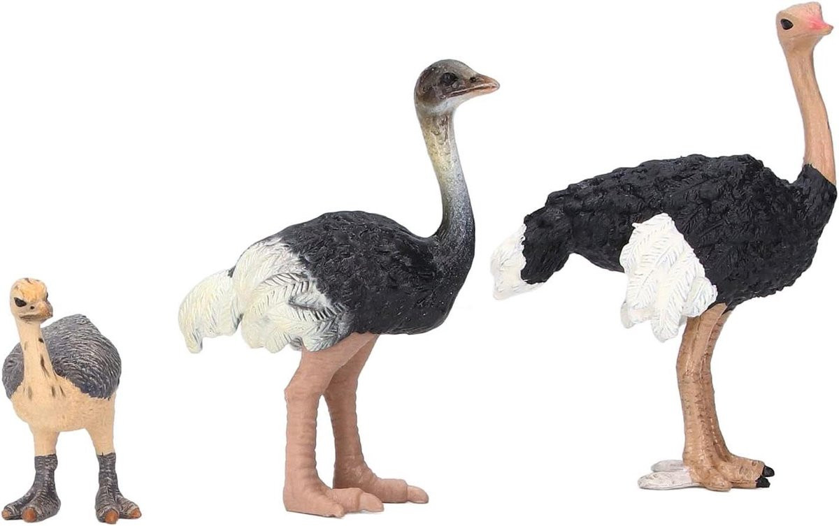 MK Stoer Struisvogelbeeldjes - Realistische plastic dierfiguren voor verzamelaars en kinderen