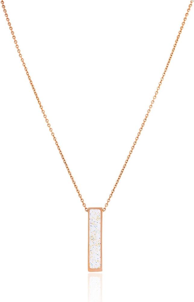 Collier Mississipi En Acier Rose Et Laque Blanche Femme