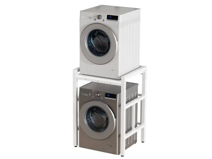 Support machine a laver et seche linge etagere metal robuste COLONNE WC - ARMOIRE WC resistant a la rouille pour buanderie