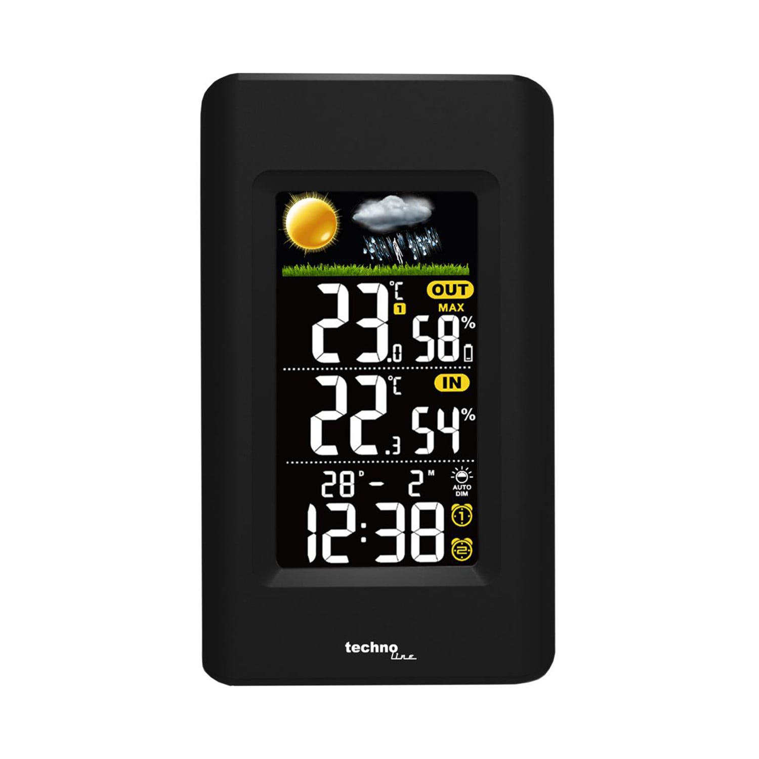 Technoline WS 6447 Luchtvochtigheidsmeter en Thermometer, Zwart, 20 - 95%