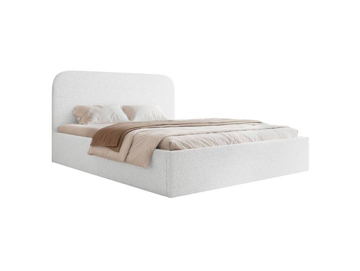Gepolstertes Bett 140x200 cm Sonvivo mit Bettkasten, weißes