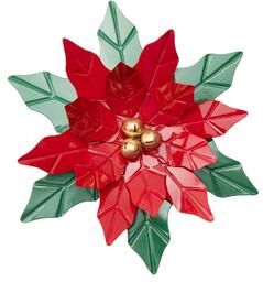 IH Casa Decor Metal Poinsettia with Jingle Bells Decor