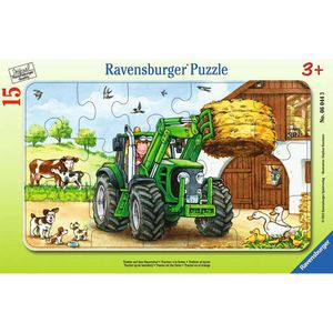 Ravensburger Puzzle 06044, Traktor auf dem Bauernhof, Rahmenpuzzle, ab 3 Jahre, 15 Teile