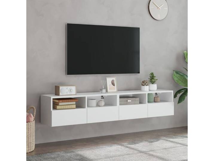 CHIC Blanc Meubles TV Set - ZENCORE - MEUBLE muraux - Cabinet Télévision - 2 pcs - blanc 80x30x30cm - Bois d'ingénierie 4585