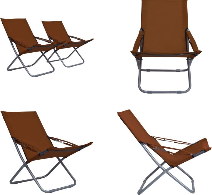 vidaXL Set van 2 Opvouwbare Strandstoelen - Bruin