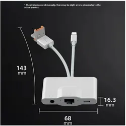 PowerGuard DualHeadConnect USB-C/USB-A Lightning to Ethernet 3.5 mm Audio Multiport Adapter, Audio Adapter, Weiss, Grau