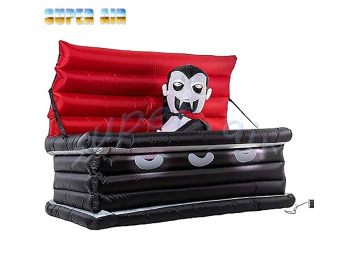 Décoration d'Halloween gonflable pour extérieur : vampire sortant d'un cercueil géant avec souffleur pour jardin