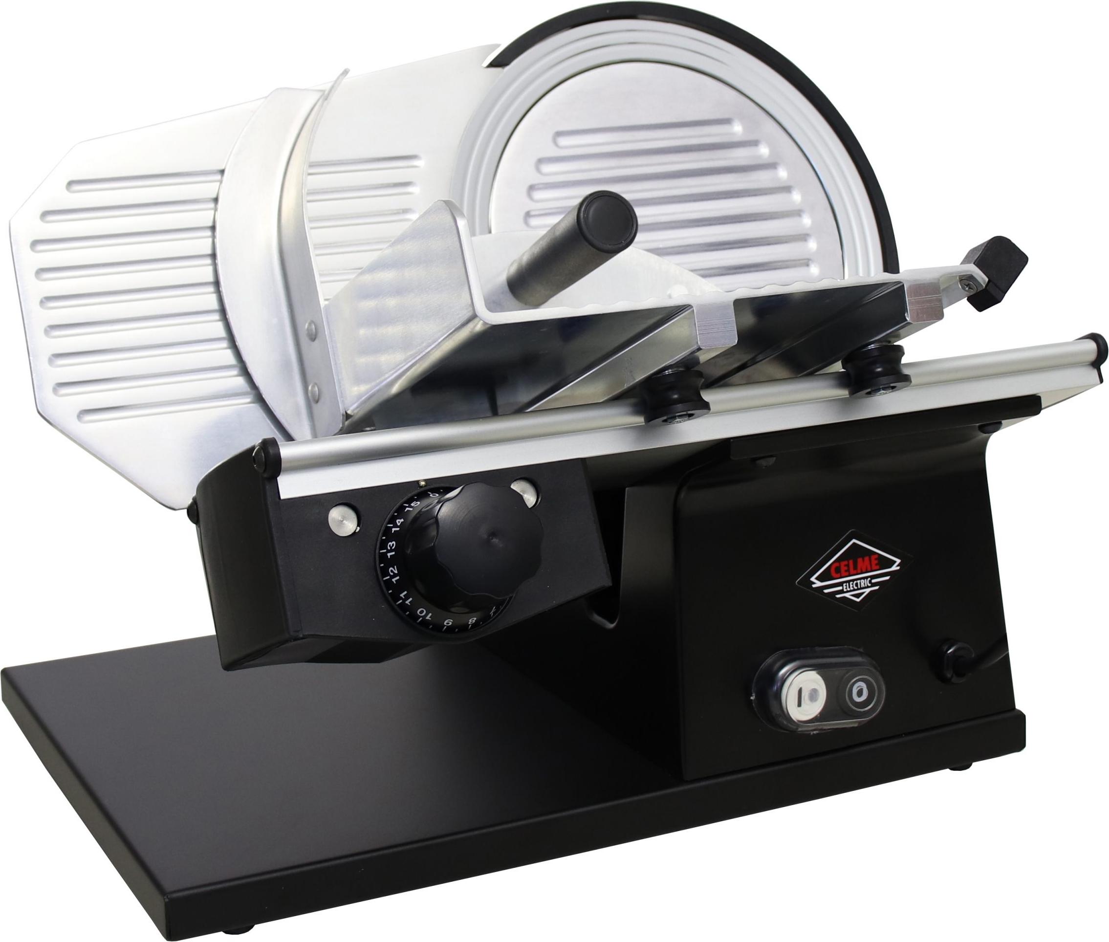 Celme - EVOLUTION 220 Aufschnittmaschine - 220 mm Klinge - 38×55×36,5 cm - Robuste Konstruktion und einfache Reinigung - SCHWARZ