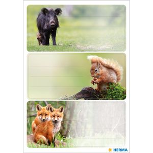 Herma Buchetiketten 1867 Vario, Waldtiere, 76 x 35mm, 9 Etiketten, 9 Stück