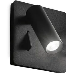 Ideal Lux LED Doseneinbau-Wandspot LITE, 3W 3000K 130lm, mit Schalter, schwenkbar, Schwarz IDEA-250113