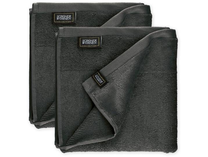 Handtücher Sense , grau (anthrazit), B:50cm L:100cm, Frottee, Obermaterial: 100% Baumwolle, SCHÖNER WOHNEN-KOLLEKTION, Handtücher, Handtücher, mit Velourborte, hautschmeichelnde Airtouch Qualität, super weich