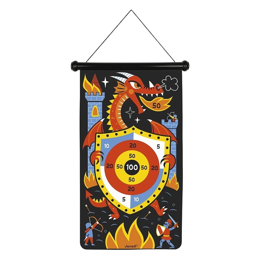 Janod J02084 Magnetisches Dartspiel zum Thema Drachen und Ritter Vorderseite/Rückseite Geschicklichkeitssp (B08SXSRJTJ)
