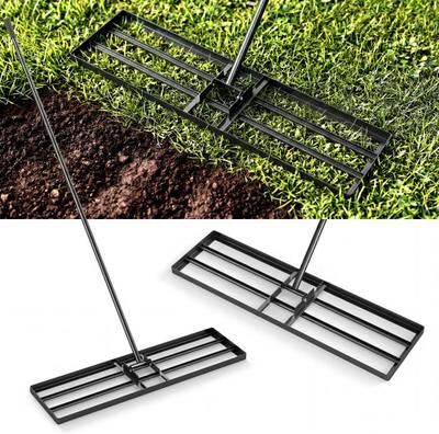Costway 36 x 10 Inch Lawn Leveling Rake with Ergonomic Handle-Black