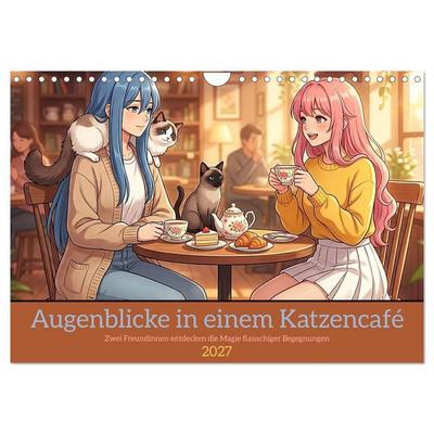 Augenblicke in einem Katzencafé (Wandkalender 2027 DIN A4 quer), CALVENDO Monatskalender