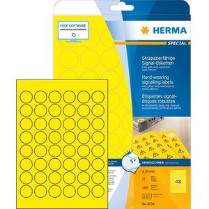 Herma 8034 Signal-Etiketten wetterfest Ø 30mm gelb, 1200 Stück