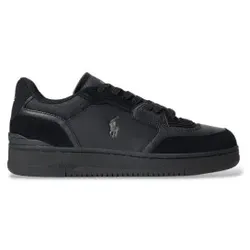 Polo Ralph Lauren für Herren. 809P00810001 Open Masters Schwarze Turnschuhe aus Leder und Wildleder (42), Wohnung, Schnürsenkel, Lässig
