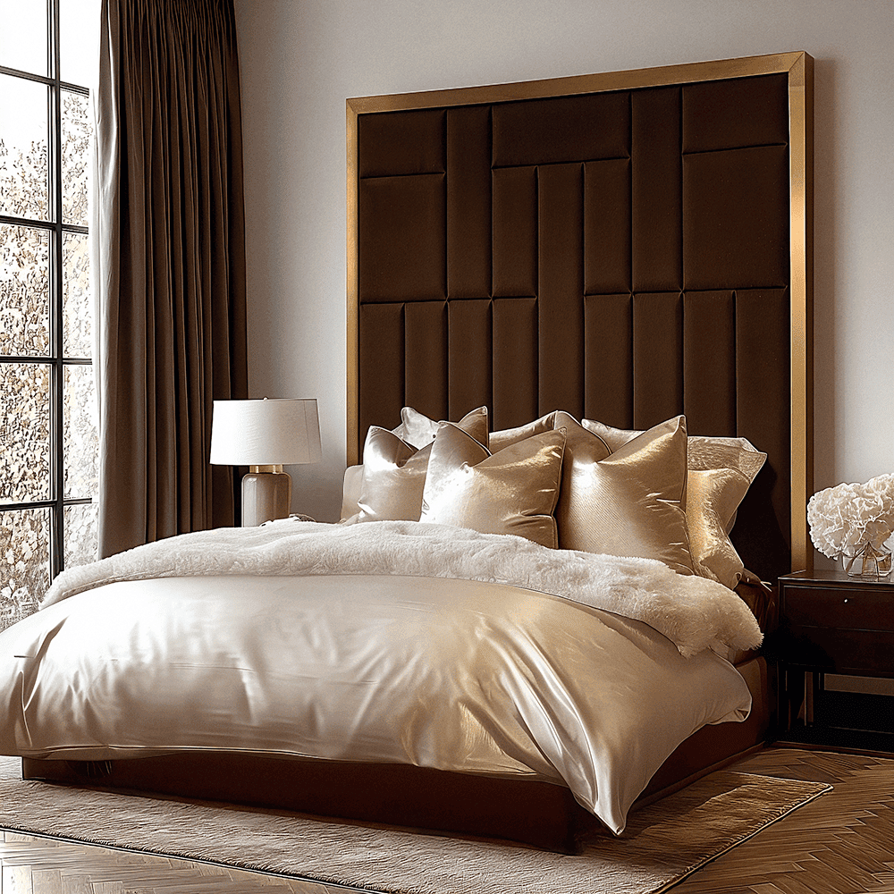 Kensington Cocoa & Gold Premium Abstract Headboard, King