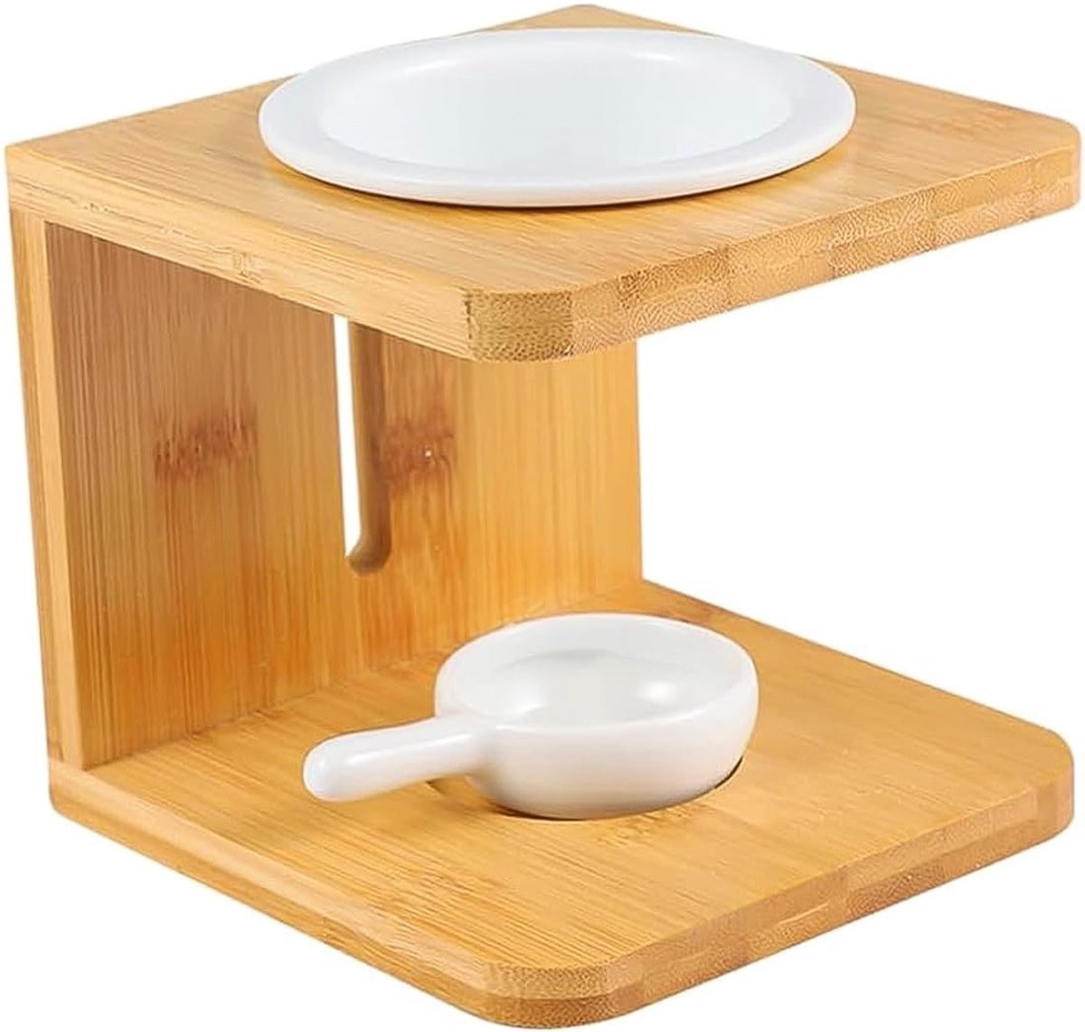 Dailygoods Essentiële oliebrander - Keramische bamboe waxwarmer voor aromatherapie