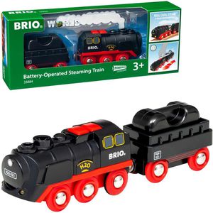 BRIO World 33884 Batterie-Dampflok, aus Kunststoff, mit Dampf, batteriebetrieben