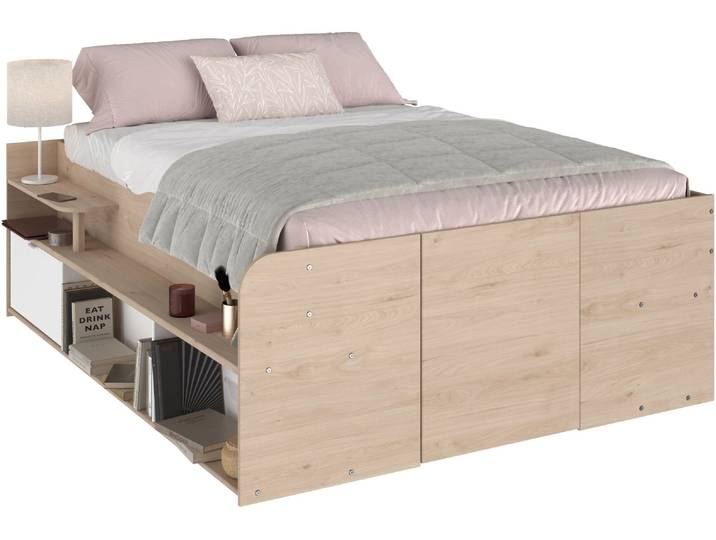 Hochbett PARISOT Parisot Travel 2 , weiss (weiß), Lattenrost aufklappbar,begehbarer Kleiderschrank unterhalb der Liegefläche,Tür am Fussteilmit Magnetverschluss,seitlich Ablage auch als Trittstufe nutzbar, Liegefläche B/L: 140cm x 200cm, kein Härtegrad, kein Härtegrad, Hochbetten, Hochbett, Lattenrost aufklappbar, Stauraum integriert