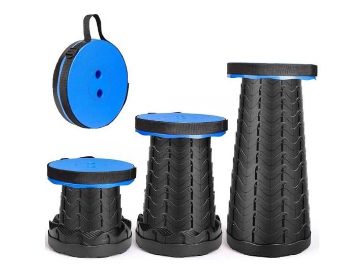 Tabouret Pliant Portable - AOKITO - Deuxième Génération - Réglable en Hauteur - Léger - Bleu