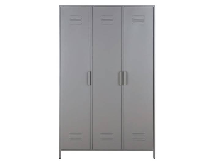 3-türiger Kleiderschrank aus grauem Stahl