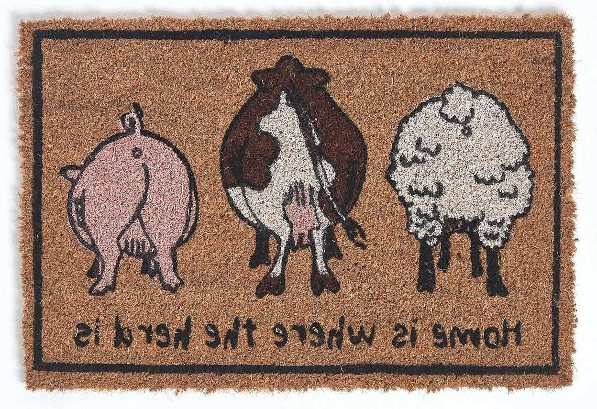 Deurmat Boerderijdieren - Kokosmat met antislip achterkant - 60 x 40 cm - Multicolor