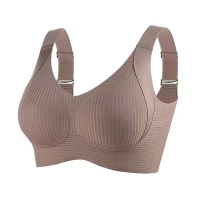 Soft supported Seamless Bra For Women, Push Up Lingerie, Wireless Beautiful Back Underwear, Gather Side Breast khaki xxl