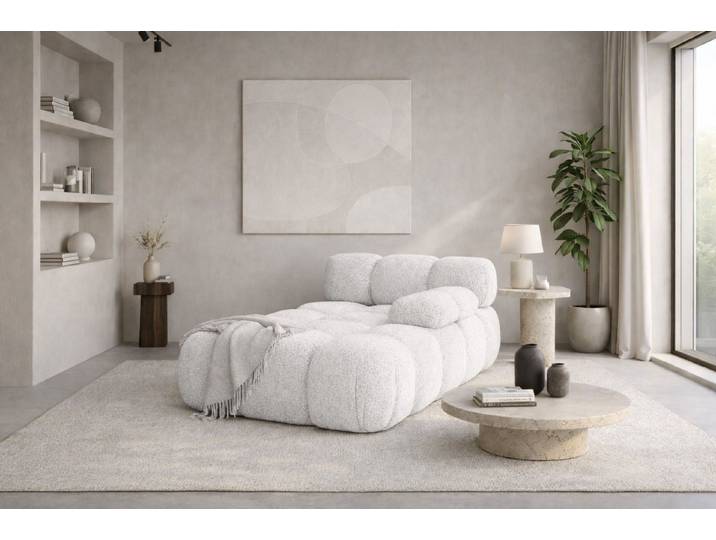 Kaiser Möbel Chaiselongue modular für Wohnzimmer, Bouclé-Stoff Abriamo, Selia, Chaiselongue, Chaiselongue-Modul zum Entspannen,Modernes Lounge-Design