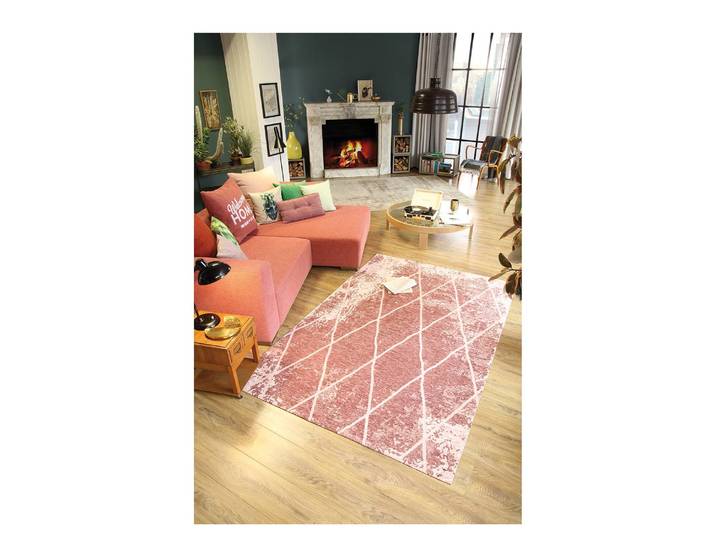 Kurzflorteppich Fine Lines Pink/Rosa 80 x 150cm Mischgewebe