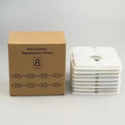 Inspired Living Square Cat Water Fountain Filters With Activated Carbon For Pet Drinking Fountains 8pcs