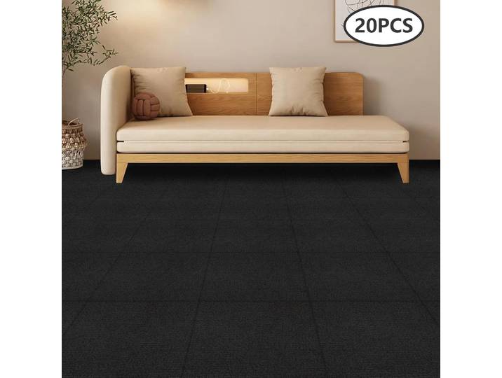 20 pièces de dalles de moquette autocollantes, revêtement de sol en moquette, dalles de moquette autocollantes en fibre de polyester et feutre TPR pour bureau, maison, chambre, couloir, 50 x 50 cm