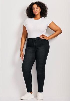 Plus Size Women's Butter Denim Skinny Jean by Avenue in Black (Size 16)